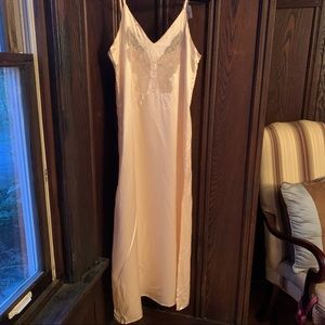 Tracy silk embroidered butterfly sheer slip dress in soft pink - small